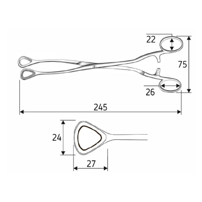 Затискач ректальний Leur, 24,5 см, J-36-087, Surgicon